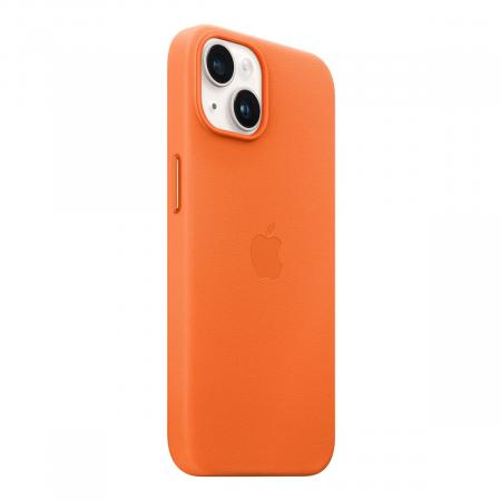 Чехол Leather Case MagSafe для Apple iPhone 14 «Orange» Чехол Leather Case MagSafe для Apple iPhone 14 «Orange»