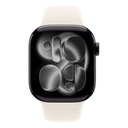 Apple Watch Series 11, 46 мм корпус из алюминия цвета «Jet Black», ремешок Sport Band размера S/M цвета «Light Blush»