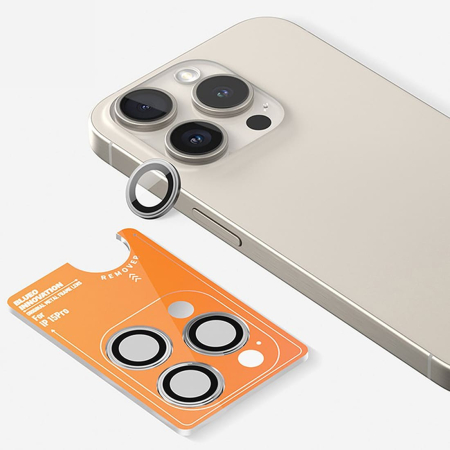 Стекло для камеры iPhone 15 Pro BLUEO Camera lens Armor metal (3 шт. +installer) (BM2541-15Pro-GRE) Серый