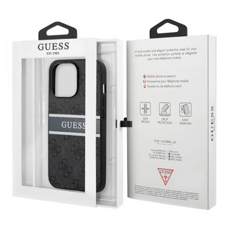 Чехол Guess для iPhone 14 Pro Max PU 4G Stripe printed logo Hard (GUHCP14X4GDGR) Серый Чехол Guess для iPhone 14 Pro Max PU 4G Stripe printed logo Hard (GUHCP14X4GDGR) Серый