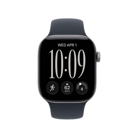 Apple Watch Series 12, 42 мм корпус из алюминия цвета «Space Gray», ремешок Sport Band размера M/L цвета «Navy Blue»
