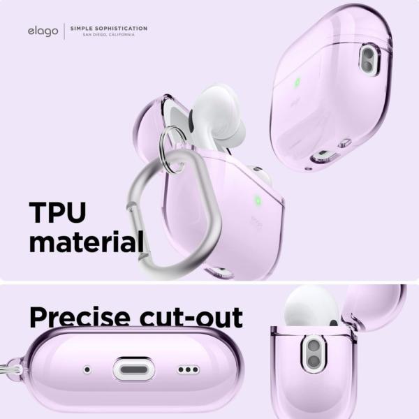 Чехол для Airpods Pro 2 Elago CLEAR HANG CASE (EAPP2CL-HANG-LV) Прозрачный Лавандовый
