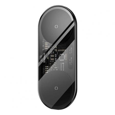 Беспроводное зарядное устройство Baseus Digital LED Display 2in1 Wireless Charger 20W с кабелем USB For type-C 3A 1m BS-W528 (WXSX010101) Black, черный Беспроводное зарядное устройство Baseus Digital LED Display 2in1 Wireless Charger 20W с кабелем USB For type-C 3A 1m BS-W528 (WXSX010101) Black, черный