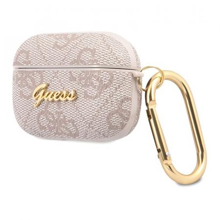 Чехол Guess для Airpods Pro PU leather 4G с карабином и металлическим логотипом (GUAP4GSMP) Розовый