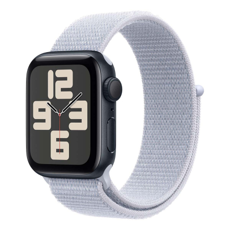Apple Watch SE (2024), 40 мм корпус из алюминия цвета «Midnight», ремешок Sport Loop цвета «Blue Cloud»