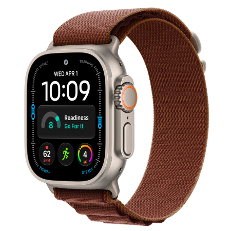 Apple Watch Ultra 4, 49 мм корпус из титана цвета «Natural», ремешок Alpine Loop цвета «Burgundy» размера M