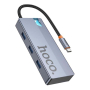 Хаб hoco. 5в1 (HDTV+PD+USB3.0*3) (HB50) Темно-серый