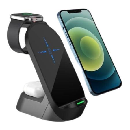 Беспроводная зарядная станция 4в1 Wireless Charging (H30) Black, черный