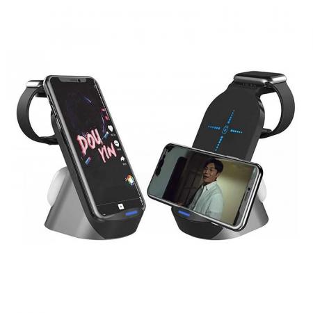 Док-станция Three in one Wireless Charger Station 3в1 15W (H-18) Black, черный Док-станция Three in one Wireless Charger Station 3в1 15W (H-18) Black, черный