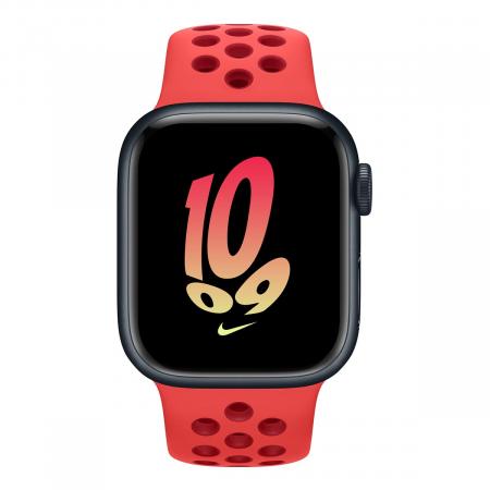 Apple Watch Nike Series 8, 41 мм корпус из алюминия цвета «Midnight», ремешок Nike Sport Band размера S/M цвета «Bright Crimson/Gym Red»