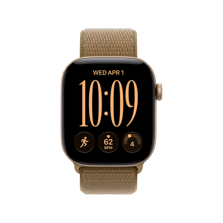 Apple Watch Series 12, 42 мм корпус из алюминия цвета «Light Gold», ремешок Sport Loop цвета «Olive»