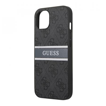 Чехол Guess для iPhone 14 PU 4G Stripe printed logo Hard (GUHCP14S4GDGR) Серый