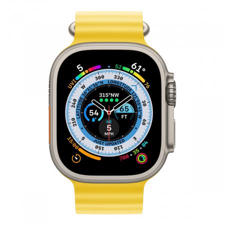 Apple Watch Ultra, 49 мм корпус из титана цвета «Natural», ремешок Ocean Band цвета «Yellow» Apple Watch Ultra, 49 мм корпус из титана цвета «Natural», ремешок Ocean Band цвета «Yellow»