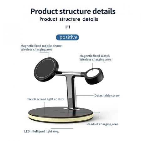 Беспроводное зарядное устройство 3в1 Wireless Charging Station Dock 25W Black, черный Беспроводное зарядное устройство 3в1 Wireless Charging Station Dock 25W Black, черный