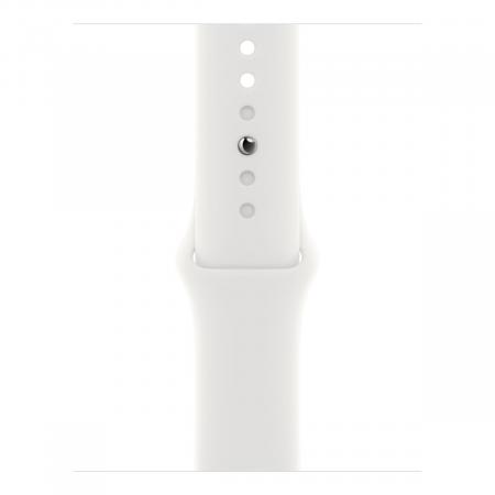 Apple Watch Series 8, 41 мм корпус из алюминия цвета «Silver», ремешок Sport Band размера S/M цвета «White» Apple Watch Series 8, 41 мм корпус из алюминия цвета «Silver», ремешок Sport Band размера S/M цвета «White»