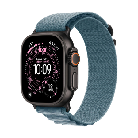 Apple Watch Ultra 3 (2025), 49 мм корпус из титана цвета «Black», ремешок Alpine Loop размера L цвета «Light Blue»