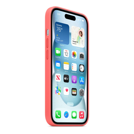 Чехол Silicone Case для Apple iPhone 15 с MagSafe Guava, розовый Чехол Silicone Case для Apple iPhone 15 с MagSafe Guava, розовый