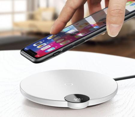Беспроводное зарядное устройство Baseus Led Display Wireless Charger (WXSX-02) White, белый