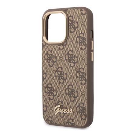 Чехол Guess для iPhone 14 Pro Max CG Mobile PU 4G Script metal logo Hard (GUHCP14XHG4SHW) Коричневый