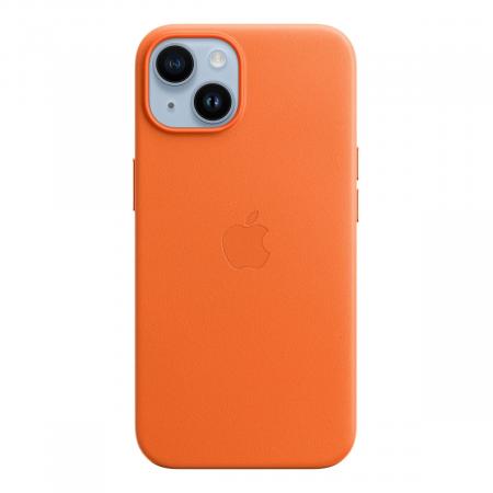 Чехол Leather Case MagSafe для Apple iPhone 14 «Orange» Чехол Leather Case MagSafe для Apple iPhone 14 «Orange»