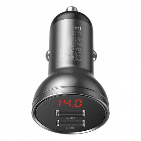 Автомобильное ЗУ 2xUSB Baseus Digital Display VCBXA-S (CCBX-0G) Черный Автомобильное ЗУ 2xUSB Baseus Digital Display VCBXA-S (CCBX-0G) Черный
