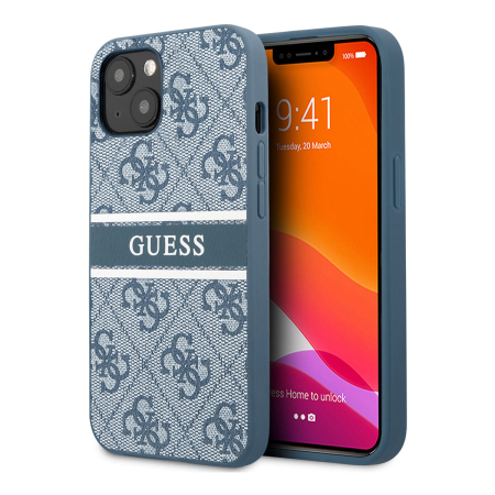 Чехол Guess для iPhone 13 PU 4G Stripe printed logo Hard (GUHCP13M4GDBL) Синий Чехол Guess для iPhone 13 PU 4G Stripe printed logo Hard (GUHCP13M4GDBL) Синий