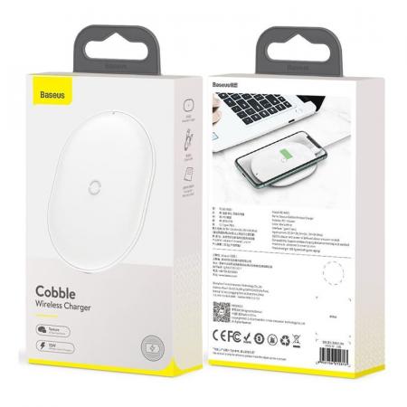 Беспроводное зарядное устройство Baseus Cobble Wireless Quick Charger 15W (WXYS-02) White, белый