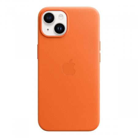 Чехол Leather Case MagSafe для Apple iPhone 14 «Orange» Чехол Leather Case MagSafe для Apple iPhone 14 «Orange»