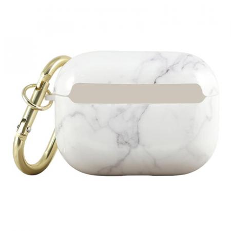 Чехол для Airpods Pro Guess Marble Effect с кольцом (GUACAPTPUMAWH) Белый