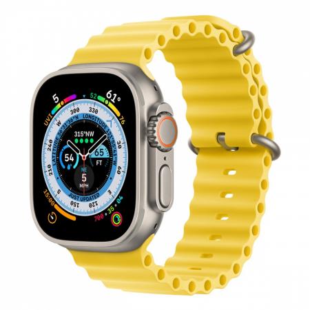 Apple Watch Ultra, 49 мм корпус из титана цвета «Natural», ремешок Ocean Band цвета «Yellow» Apple Watch Ultra, 49 мм корпус из титана цвета «Natural», ремешок Ocean Band цвета «Yellow»