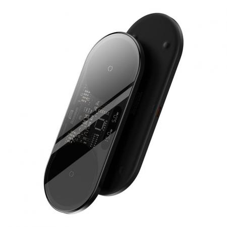 Беспроводное зарядное устройство Baseus Digital LED Display 2in1 Wireless Charger 20W с кабелем USB For type-C 3A 1m BS-W528 (WXSX010101) Black, черный Беспроводное зарядное устройство Baseus Digital LED Display 2in1 Wireless Charger 20W с кабелем USB For type-C 3A 1m BS-W528 (WXSX010101) Black, черный