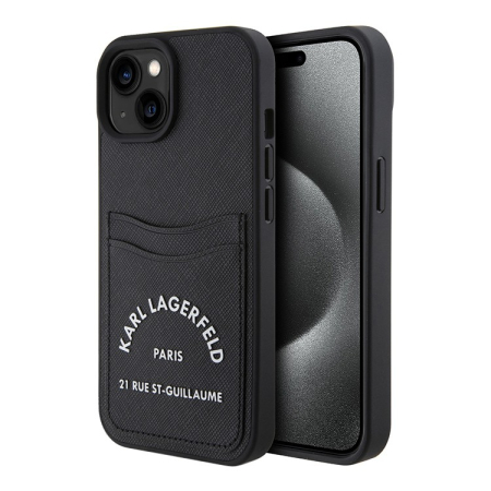 Чехол Karl Lagerfeld для iPhone 15 Cardslot PU Saffiano RSG 3D rubber logo Hard (KLHCP15SSAPRSGK) Черный Чехол Karl Lagerfeld для iPhone 15 Cardslot PU Saffiano RSG 3D rubber logo Hard (KLHCP15SSAPRSGK) Черный