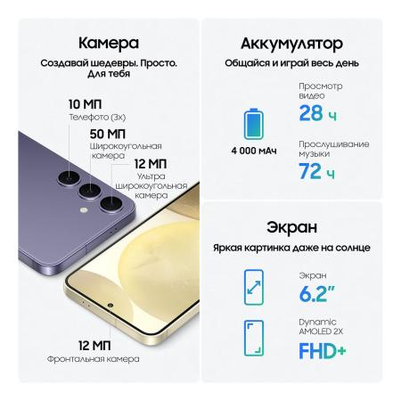 Samsung Galaxy S24 8/512Gb Amber Yellow, жёлтый
