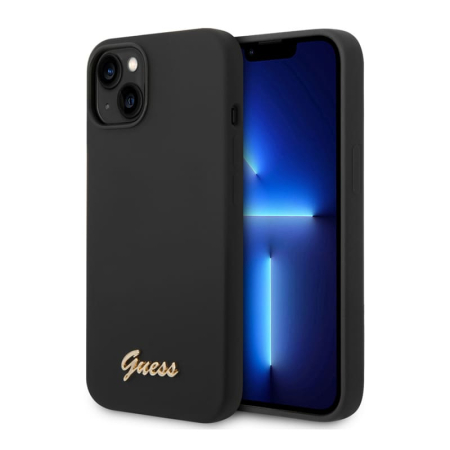 Чехол Guess для iPhone 14 Plus Liquid silicone Gold metal logo Hard (GUHCP14MSLSMK) Черный Чехол Guess для iPhone 14 Plus Liquid silicone Gold metal logo Hard (GUHCP14MSLSMK) Черный