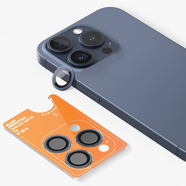 Защитное стекло для камеры iPhone 15 Pro BLUEO Original metal frame Синий
