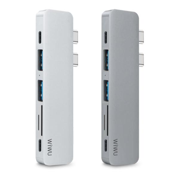 Хаб WiWU 2*USB3.0+2*Type-C+HDMI+SD+TF (T8) Серый