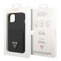 Чехол Guess для iPhone 14 PU Saffiano Double cardslot Metal triangle logo Hard (GUHCP14SPSATPK) Черный