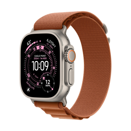 Apple Watch Ultra 3 (2025), 49 мм корпус из титана цвета «Natural», ремешок Alpine Loop размера M цвета «Terra Cotta»