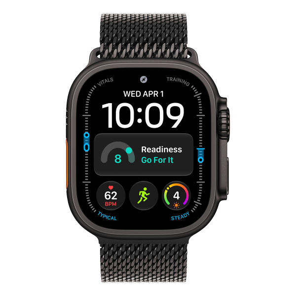 Apple Watch Ultra 4, 49 мм корпус из титана цвета «Black», ремешок Titanium Milanese Loop цвета «Black» размера S