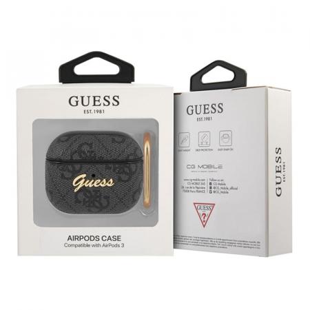 Чехол для Airpods 3 Guess PU leather 4G с карабином и металлическим логотипом (GUA34GSMK) Серый Чехол для Airpods 3 Guess PU leather 4G с карабином и металлическим логотипом (GUA34GSMK) Серый
