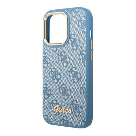 Чехол Guess для iPhone 14 Pro Max CG Mobile PU 4G Script metal logo Hard (GUHCP14XHG4SHB) Синий