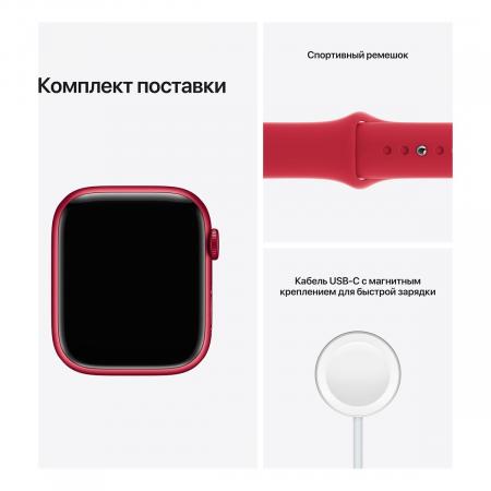 Apple Watch Series 7, 41 мм корпус из алюминия красного цвета, спортивный ремешок (PRODUCT)RED™