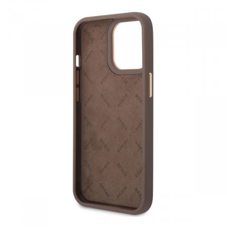 Чехол Guess для iPhone 14 Pro CG Mobile PU 4G Script metal logo Hard (GUHCP14LHG4SHW) Коричневый Чехол Guess для iPhone 14 Pro CG Mobile PU 4G Script metal logo Hard (GUHCP14LHG4SHW) Коричневый