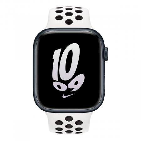 Apple Watch Nike Series 8, 45 мм корпус из алюминия цвета «Midnight», ремешок Nike Sport Band размера S/M цвета «Summit White/Black» Apple Watch Nike Series 8, 45 мм корпус из алюминия цвета «Midnight», ремешок Nike Sport Band размера S/M цвета «Summit White/Black»
