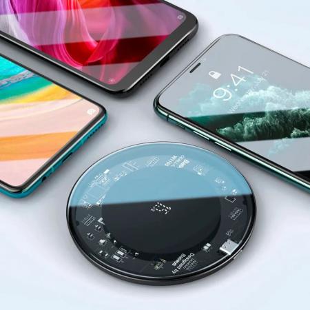Беспроводное зарядное устройство Baseus Simple Wireless Charger 15W Type-C BSWC-P10CX (WXJK-BA02) Black, черный/прозрачный