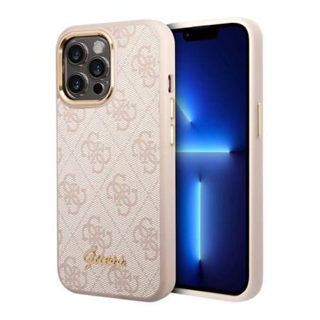 Чехол Guess для iPhone 14 Pro Max CG Mobile PU 4G Script metal logo Hard (GUHCP14XHG4SHP) Розовый Чехол Guess для iPhone 14 Pro Max CG Mobile PU 4G Script metal logo Hard (GUHCP14XHG4SHP) Розовый