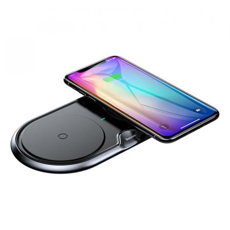 Беспроводное зарядное устройство Baseus 2в1 Metal Dual Wireless Charger (WXXHJ-A01) Black, черный Беспроводное зарядное устройство Baseus 2в1 Metal Dual Wireless Charger (WXXHJ-A01) Black, черный
