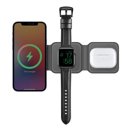 Беспроводное зарядное устройство EnergEA Bazic GoMag Trio magnetic wireless foldable 15W (GM-TRIO-GRY) Gray, серый