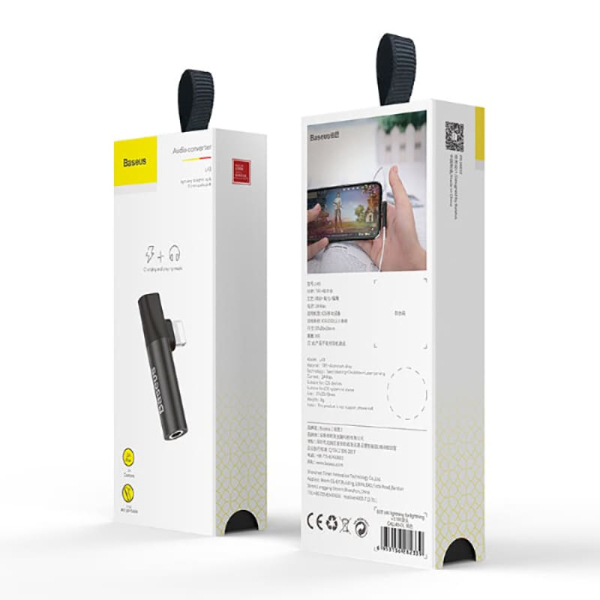 Переходник Baseus 2в1 Lightning / AUX+Lightning (CALL43-01) Черный