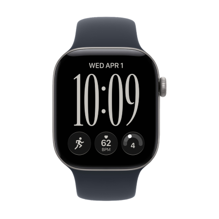Apple Watch Series 12, 46 мм корпус из алюминия цвета «Space Gray», ремешок Sport Band размера M/L цвета «Navy Blue»